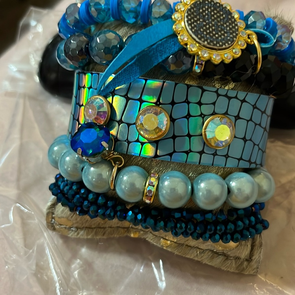 Upcycled GG Bracelet Stack All Glass Beads just Beautiful